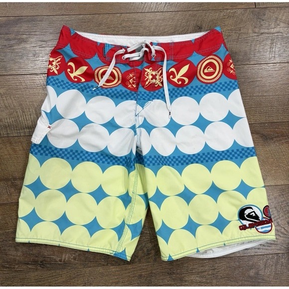 Quiksilver Other - Vintage‎ Y2k Quiksilver Diamond Colorblock AOP Graphic Board Shorts 34 Surfwear